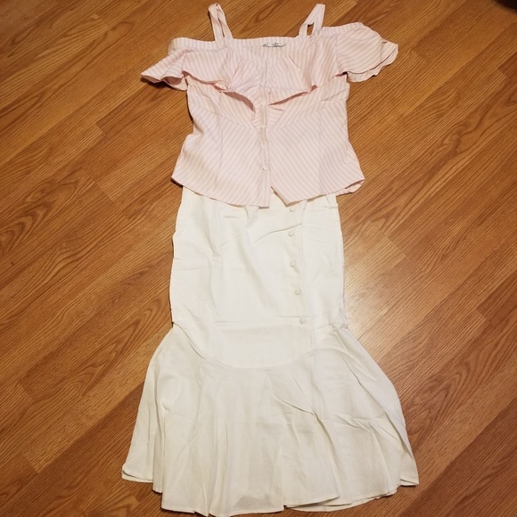 Last 1  Linen blend ivory midi skirt - Picture 3 of 6